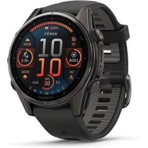 Garmin fenix® 8 - 43mm AMOLED Carbon grey titanium Black/pebble grey silicone band Garmin fenix® 8 - 43mm AMOLED Carbon grey titanium Black/pebble grey silicone band