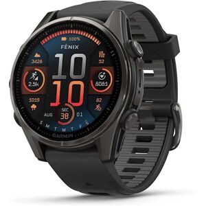 Garmin fenix® 8 - 43mm AMOLED Carbon grau Titan Schwarz/pebble grau Silikonband Garmin fenix® 8 - 43mm AMOLED Carbon grau Titan Schwarz/pebble grau Silikonband
