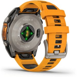 Garmin fenix® 8 - 47mm AMOLED Titanium Spark orange/graphite silicone band Garmin fenix® 8 - 47mm AMOLED Titanium Spark orange/graphite silicone band