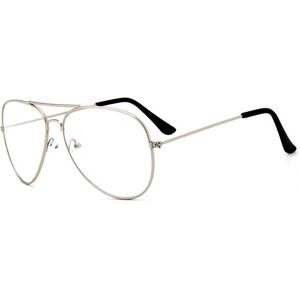 Megabilligt Retro Pilot Briller - Sølv Klar Glas Megabilligt Retro Pilot Briller - Sølv Klar Glas