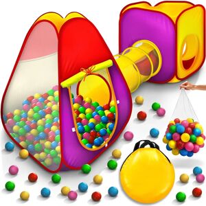Kiduku Tente de jeu pour enfants 3 pièces + tunnel de rampement + 200 balles + sac - Publicité Kiduku Tente de jeu pour enfants 3 pièces + tunnel de rampement + 200 balles + sac - Publicité