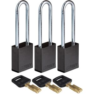 Brady - ALU-BLK-76ST-KA3PK - Noir - 76 mm - Cadenas - Publicité Brady - ALU-BLK-76ST-KA3PK - Noir - 76 mm - Cadenas - Publicité