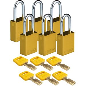 Brady - ALU-YLW-38ST-KD6PK - Jaune - 38mm - Cadenas - Publicité Brady - ALU-YLW-38ST-KD6PK - Jaune - 38mm - Cadenas - Publicité
