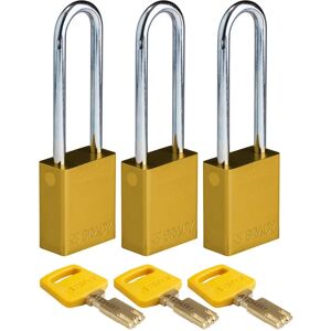 Brady - ALU-YLW-76ST-KA3PK - Jaune - 76mm - Cadenas - Publicité Brady - ALU-YLW-76ST-KA3PK - Jaune - 76mm - Cadenas - Publicité