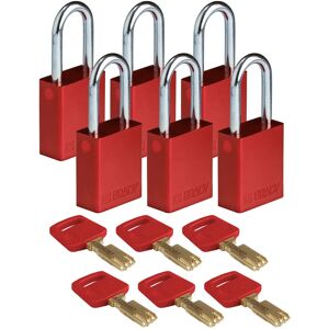 Brady - ALU-RED-38ST-KD6PK - 38 mm - 6-pack - Cadenas - Publicité Brady - ALU-RED-38ST-KD6PK - 38 mm - 6-pack - Cadenas - Publicité