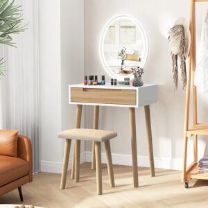 Elecwish - LED Table - Bois - Tabouret - Table de toilette - Publicité Elecwish - LED Table - Bois - Tabouret - Table de toilette - Publicité