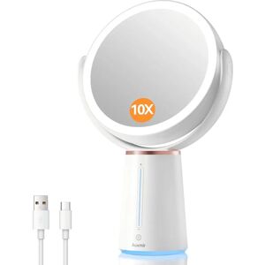 Auxmir Makeup Mirror with Light - Double-Sided Magnifying, 360 Rotating Auxmir Makeup Mirror with Light - Double-Sided Magnifying, 360 Rotating