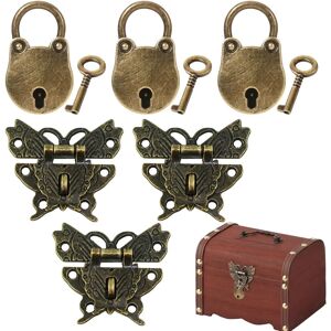 SITENGJUN - 3 pezzi Farfalla Serrature - Vintage Style - Padlock SITENGJUN - 3 pezzi Farfalla Serrature - Vintage Style - Padlock