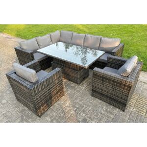 Fimous Outdoor Rattan Garden Corner Furniture Gas Fire Pit Dining Table Heater Sets Chairs 8 Seater - Garden Furniture Set Fimous Outdoor Rattan Garden Corner Furniture Gas Fire Pit Dining Table Heater Sets Chairs 8 Seater - Garden Furniture Set