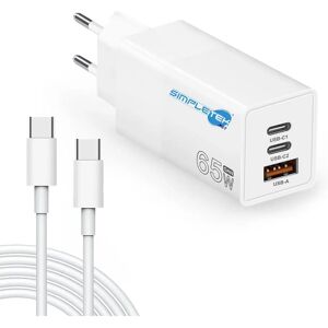 Simpletek - GAN 65W QC - 2x USB-C - USB-A - Chargeur - Publicité Simpletek - GAN 65W QC - 2x USB-C - USB-A - Chargeur - Publicité