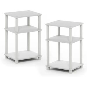 Furinno 11087WH(EX)/WH - Side Table with 3 Shelves - White/Espresso - Furniture Furinno 11087WH(EX)/WH - Side Table with 3 Shelves - White/Espresso - Furniture