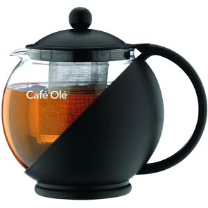 Café Olé High-Quality Glass Teapot with Infuser - 700ml Black Café Olé High-Quality Glass Teapot with Infuser - 700ml Black
