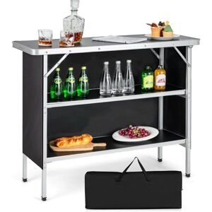 Tavolo da Campeggio Portatile Costway con 2 Ripiani - Leggero e Pieghevole Tavolo da Campeggio Portatile Costway con 2 Ripiani - Leggero e Pieghevole