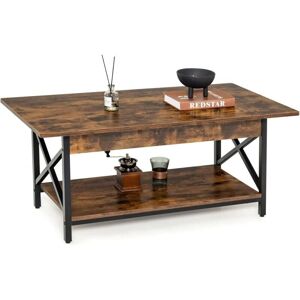 Table basse industrielle COSTWAY avec étagère - Rectangulaire - Publicité Table basse industrielle COSTWAY avec étagère - Rectangulaire - Publicité