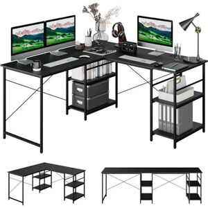 Escritorio de Ordenador en Forma de L Costway con Estantes - Mesa de Esquina Ahorro de Espacio Escritorio de Ordenador en Forma de L Costway con Estantes - Mesa de Esquina Ahorro de Espacio