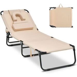 Tumbona Costway con respaldo ajustable - Portátil y plegable Tumbona Costway con respaldo ajustable - Portátil y plegable