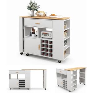 Carrito de Cocina COSTWAY - Reversible 2 en 1 con Estante de Vino y Estantes Ajustables Carrito de Cocina COSTWAY - Reversible 2 en 1 con Estante de Vino y Estantes Ajustables