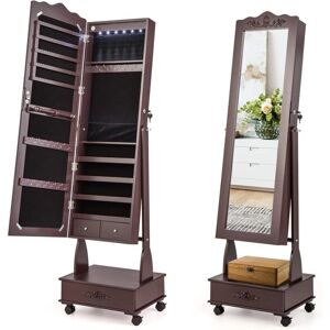 Armario para Joyas COSTWAY con Espejo - Cerradura, Luces LED, 4 Ruedas Armario para Joyas COSTWAY con Espejo - Cerradura, Luces LED, 4 Ruedas