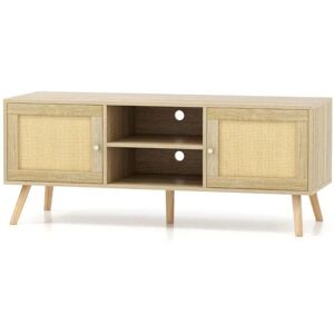 Costway - Rattan TV Stand - PE-Rattan dveře - TV stolek Costway - Rattan TV Stand - PE-Rattan dveře - TV stolek