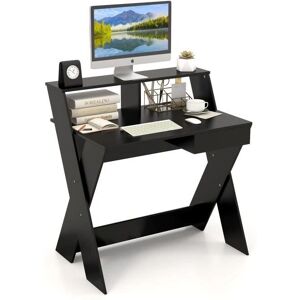 Escritorio de Ordenador Costway - Elevador Ergonómico, Almacenamiento, Patas en X Escritorio de Ordenador Costway - Elevador Ergonómico, Almacenamiento, Patas en X