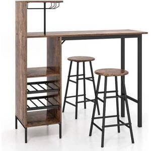 Juego de 3 piezas de Costway - Estilo industrial con almacenamiento de vino Juego de 3 piezas de Costway - Estilo industrial con almacenamiento de vino