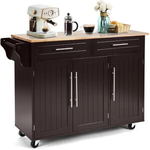 Chariot de Cuisine Costway - Marron avec 2 tiroirs & Armoires - 122x46x92 cm - Publicité Chariot de Cuisine Costway - Marron avec 2 tiroirs & Armoires - 122x46x92 cm - Publicité