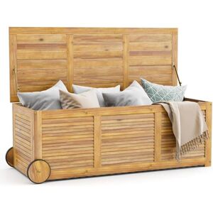 COSTWAY Caja de Madera de Acacia - 182L Almacenamiento Exterior COSTWAY Caja de Madera de Acacia - 182L Almacenamiento Exterior