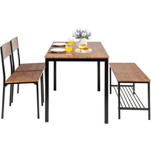 Ensemble de Salle à Manger Industriel Costway - 4 Pièces avec Table, Chaises, Banc - Publicité Ensemble de Salle à Manger Industriel Costway - 4 Pièces avec Table, Chaises, Banc - Publicité