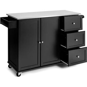 Carrito de Cocina COSTWAY - Encimera de Acero Inoxidable, 3 Cajones, Armario de 2 Puertas Carrito de Cocina COSTWAY - Encimera de Acero Inoxidable, 3 Cajones, Armario de 2 Puertas