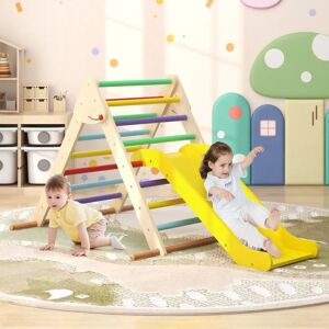 Costway 3-in-1 Houten Klimtriangle met Glijbaan & Opvouwbaar Speelset Costway 3-in-1 Houten Klimtriangle met Glijbaan & Opvouwbaar Speelset