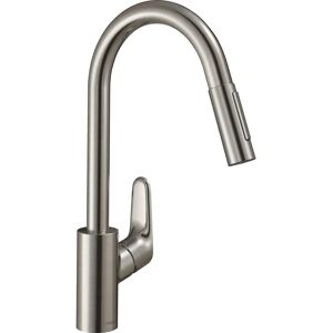 Hansgrohe Focus kitchen tap - Pull-out spray - 150° swivel - Stainless steel Hansgrohe Focus kitchen tap - Pull-out spray - 150° swivel - Stainless steel