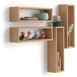 Ensemble de 4 étagères en bois rustique - Mobili Fiver - Publicité Ensemble de 4 étagères en bois rustique - Mobili Fiver - Publicité