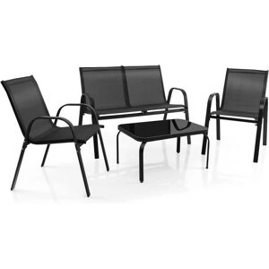 Ensemble de Mobilier de Jardin avec 2 Chaises et Table en Verre Trempé - Publicité Ensemble de Mobilier de Jardin avec 2 Chaises et Table en Verre Trempé - Publicité