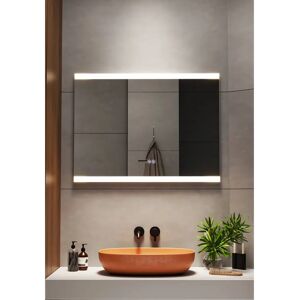 Livingandhome - Rect Frameless Anti-Fog LED Vanity Mirror - Clock Livingandhome - Rect Frameless Anti-Fog LED Vanity Mirror - Clock