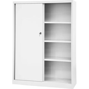 Dulap glisant din oțel alb BISLEY - 3 rafturi, 4 niveluri de fișier - Soluție de depozitare Dulap glisant din oțel alb BISLEY - 3 rafturi, 4 niveluri de fișier - Soluție de depozitare