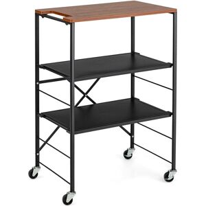Costway Foldable Kitchen Cart - 3-Tier Adjustable Shelves Costway Foldable Kitchen Cart - 3-Tier Adjustable Shelves