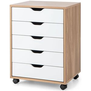 Costway - 5-Drawer Chest - Wheels - Natural - Storage chest Costway - 5-Drawer Chest - Wheels - Natural - Storage chest