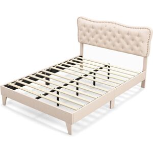 Costway - Platform Bed with Tufted Headboard - King Costway - Platform Bed with Tufted Headboard - King