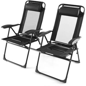 Costway Patio Folding Recliner - 2-Pack - Wide Armrests - 7-Level Backrest - Chairs Costway Patio Folding Recliner - 2-Pack - Wide Armrests - 7-Level Backrest - Chairs