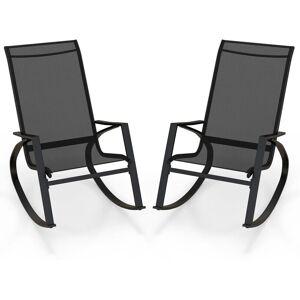 Costway - Patio Rocking Chairs - Sling Fabric - Garden Chairs Costway - Patio Rocking Chairs - Sling Fabric - Garden Chairs