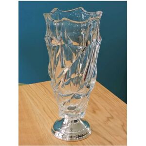 Vaso in Cristallo Flamenco di Argenteria Mb con Base in Argento Vaso in Cristallo Flamenco di Argenteria Mb con Base in Argento