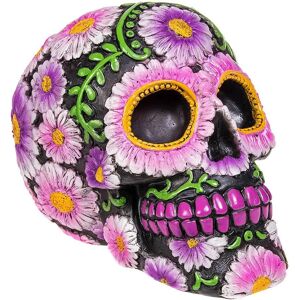 Plugged Sweden Skull - Violet Flowers, Green Vines, 14.5cm - Decor Plugged Sweden Skull - Violet Flowers, Green Vines, 14.5cm - Decor