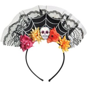 Amscan Zwart Day of the Dead Haarband - Kostuumaccessoire Amscan Zwart Day of the Dead Haarband - Kostuumaccessoire