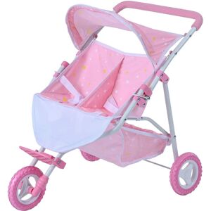 Teamson Kids Olivia's Little World Twin Baby Doll Pram Stroller - Pink Teamson Kids Olivia's Little World Twin Baby Doll Pram Stroller - Pink
