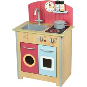 Teamson Kids Little Chef Porto Classic Wooden Kitchen - Red/Natural Kids Kitchen Playset Teamson Kids Little Chef Porto Classic Wooden Kitchen - Red/Natural Kids Kitchen Playset