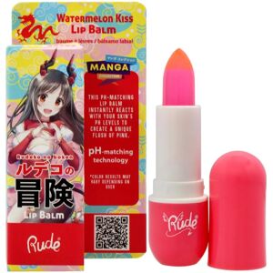 Rude Cosmetics Manga Collection Lip Balm - Watermelon Kiss - Baume à lèvres hydratant et nourrissant, 3.5g - Publicité Rude Cosmetics Manga Collection Lip Balm - Watermelon Kiss - Baume à lèvres hydratant et nourrissant, 3.5g - Publicité