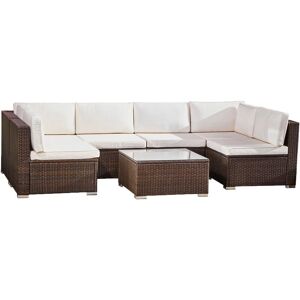Teamson Home 7 Piece Outdoor Garden Woven Rattan Sofa - Sofa Set Teamson Home 7 Piece Outdoor Garden Woven Rattan Sofa - Sofa Set