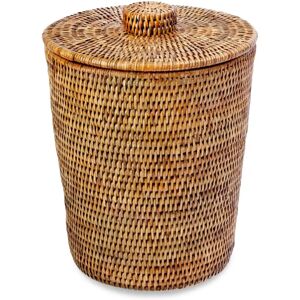 Koubou La Jolla Rattan Waste Basket - Round, with Lid, 9.5 inches Koubou La Jolla Rattan Waste Basket - Round, with Lid, 9.5 inches