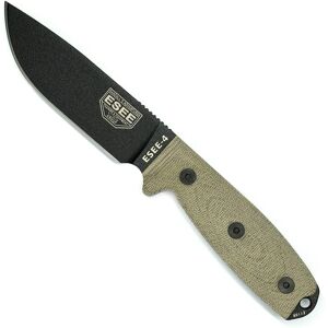 ESEE Model 4 przetrwania nóż - Czarna blacha, Zielony Canvas Micarta ESEE Model 4 przetrwania nóż - Czarna blacha, Zielony Canvas Micarta