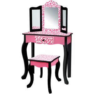 Teamson Kids Pink Leopard Vanity Set - Wooden Dressing Table Teamson Kids Pink Leopard Vanity Set - Wooden Dressing Table